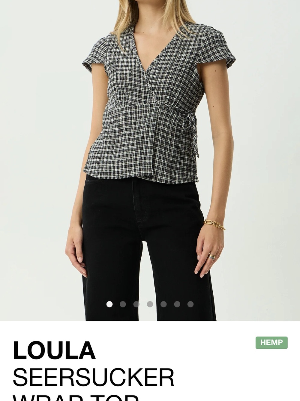 Black & White Seersucker Wrap Top